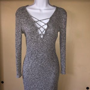 Grey knit mini dress